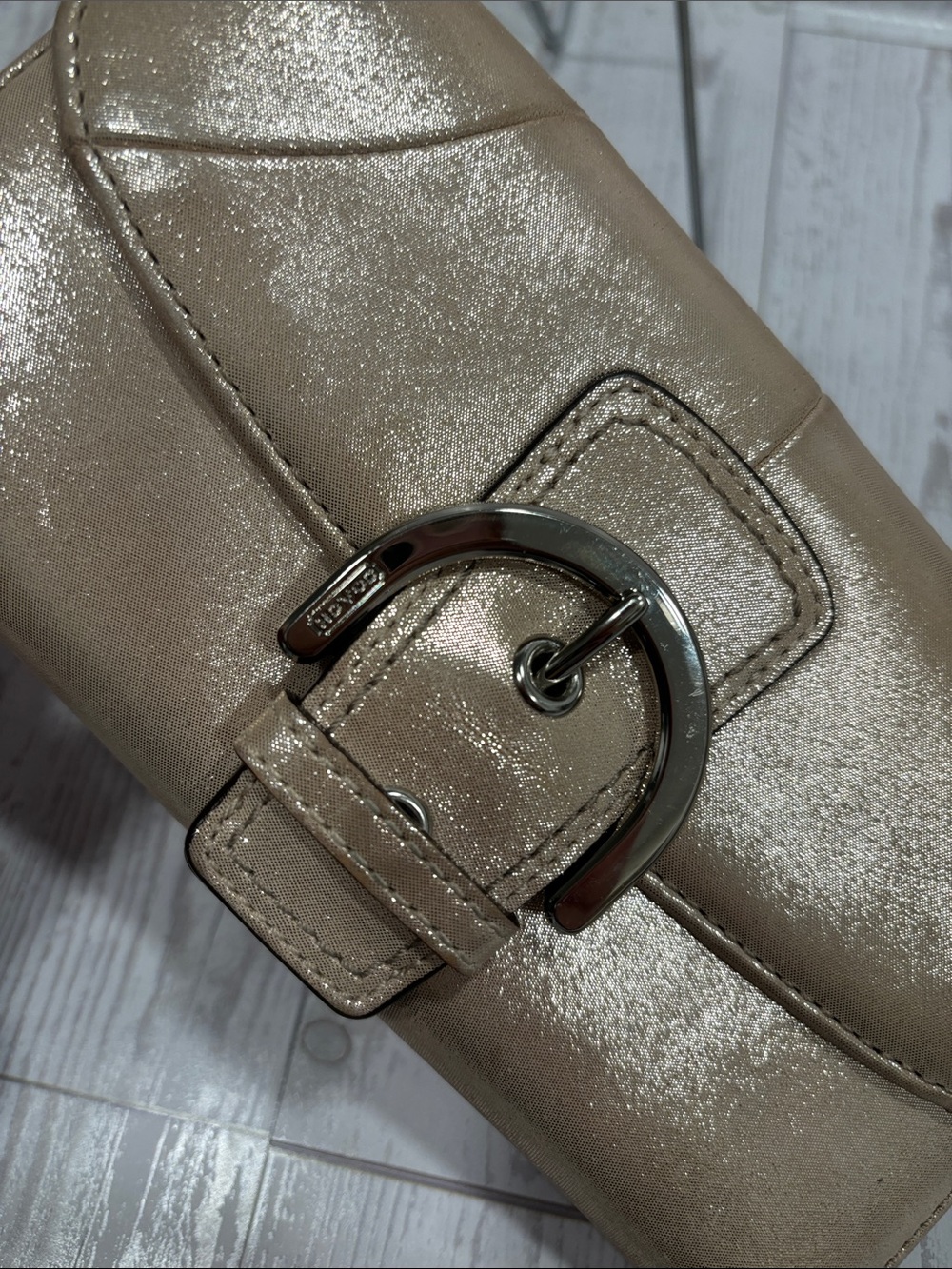 Coach Shimmering Champagne Buckle Soho Wallet Clutch - Picture 2 of 15